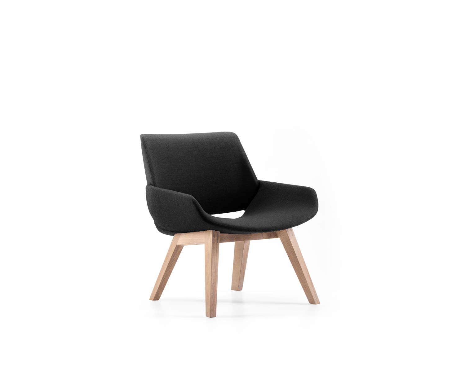 Exclusif Prostoria Fauteuil design Monk avec pieds en bois massif noir