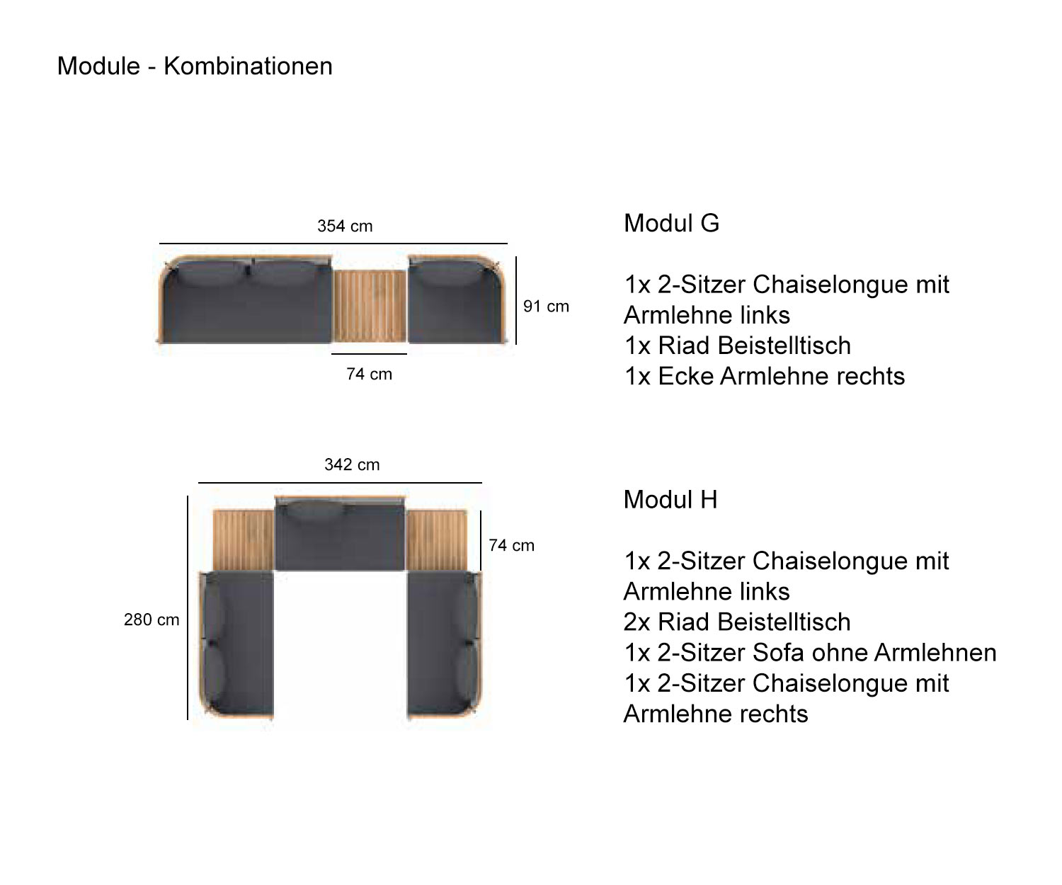 Qasiq Riad Collection pour le jardin Combinaison de modules