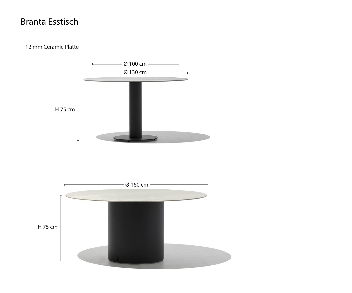 Table de salle à manger Branta de Todus Esquisse Dimensions Dimensions