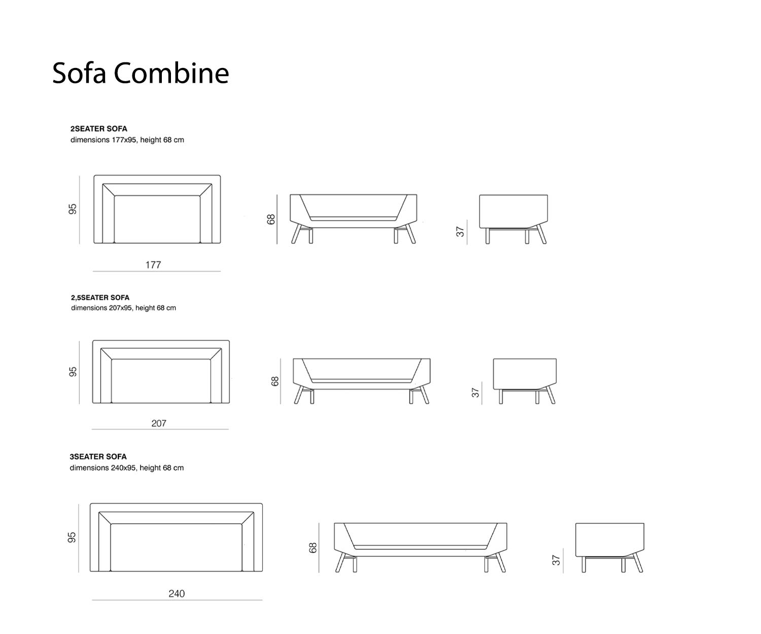 Croquis Dimensions Dimensions Prostoria Canapé Combine