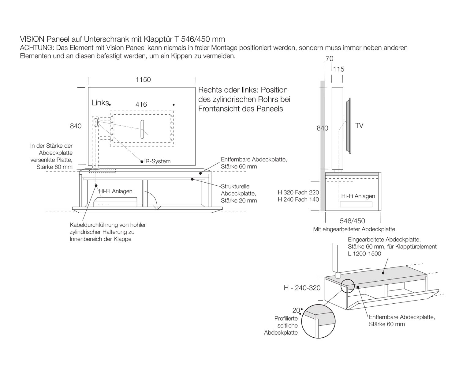 Livitalia Design Design Lowboard Vision Technique Dimensions