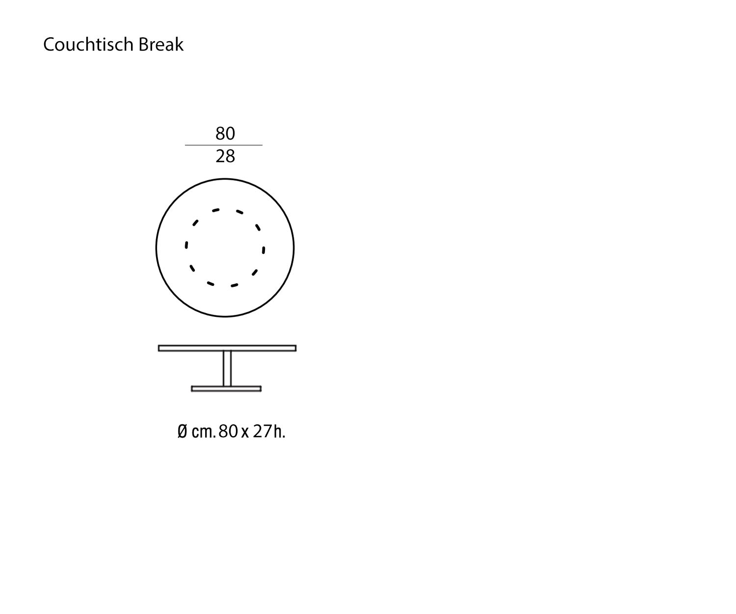 Marelli Table basse Break Dimensions Esquisse Dimensions