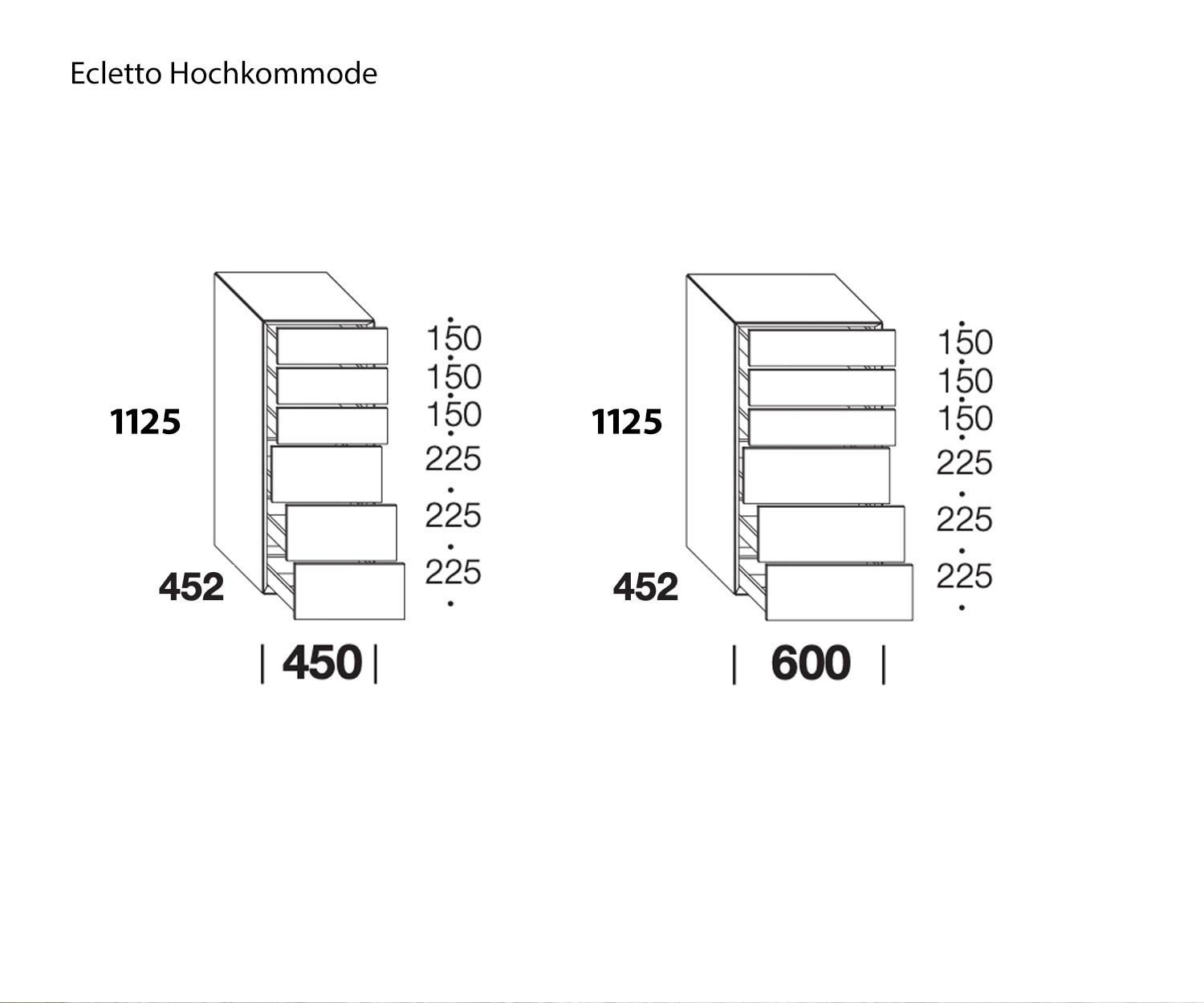 Commode haute Livitalia Esquisse Dimensions Tailles