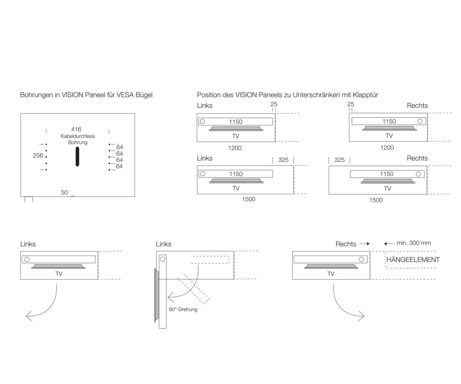 Livitalia Vision Design Lowboard Technique Esquisse Dimensions 