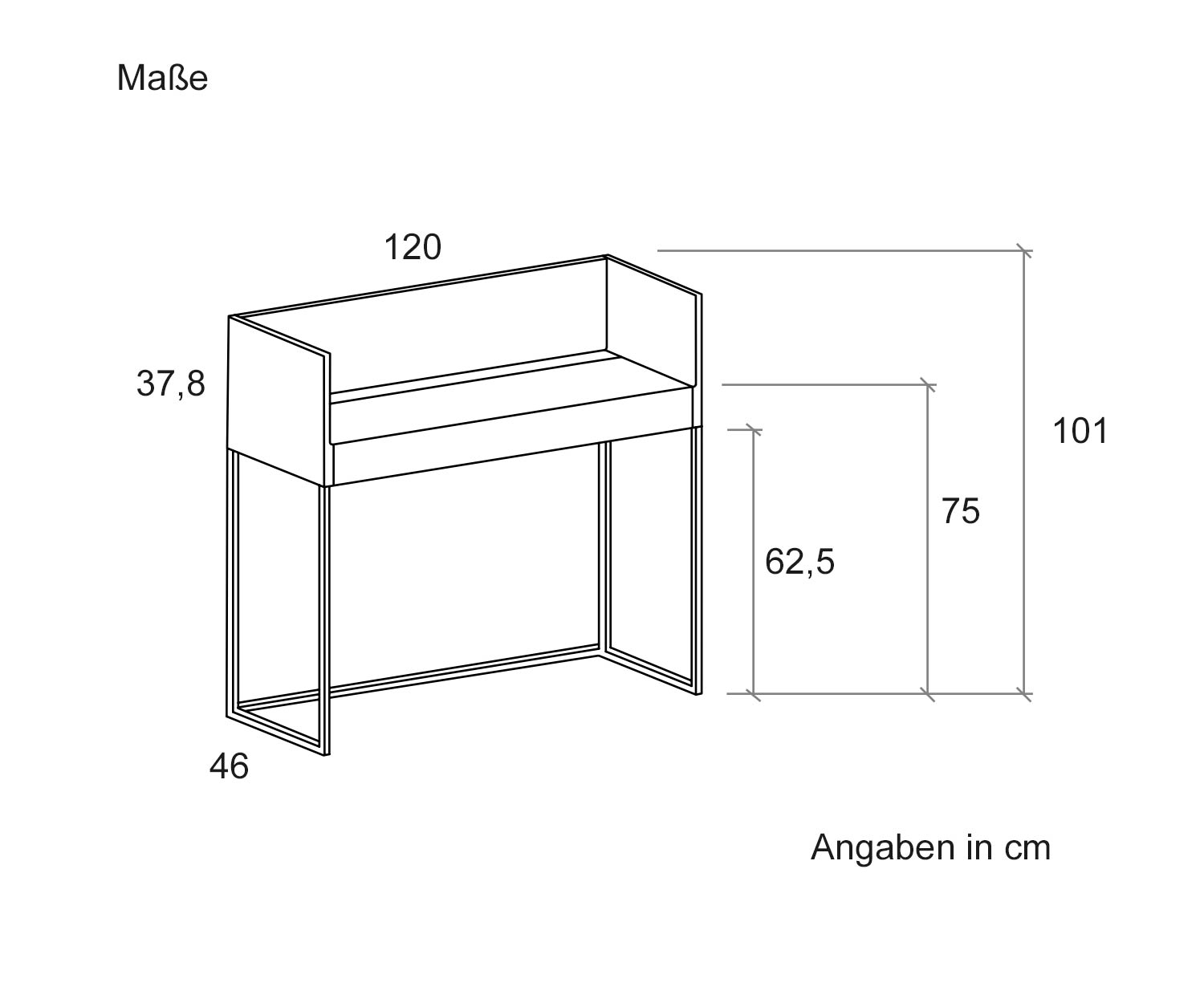 Punt Bureau Stockholm Dimensions Esquisse Taille Dimensions Plan de construction