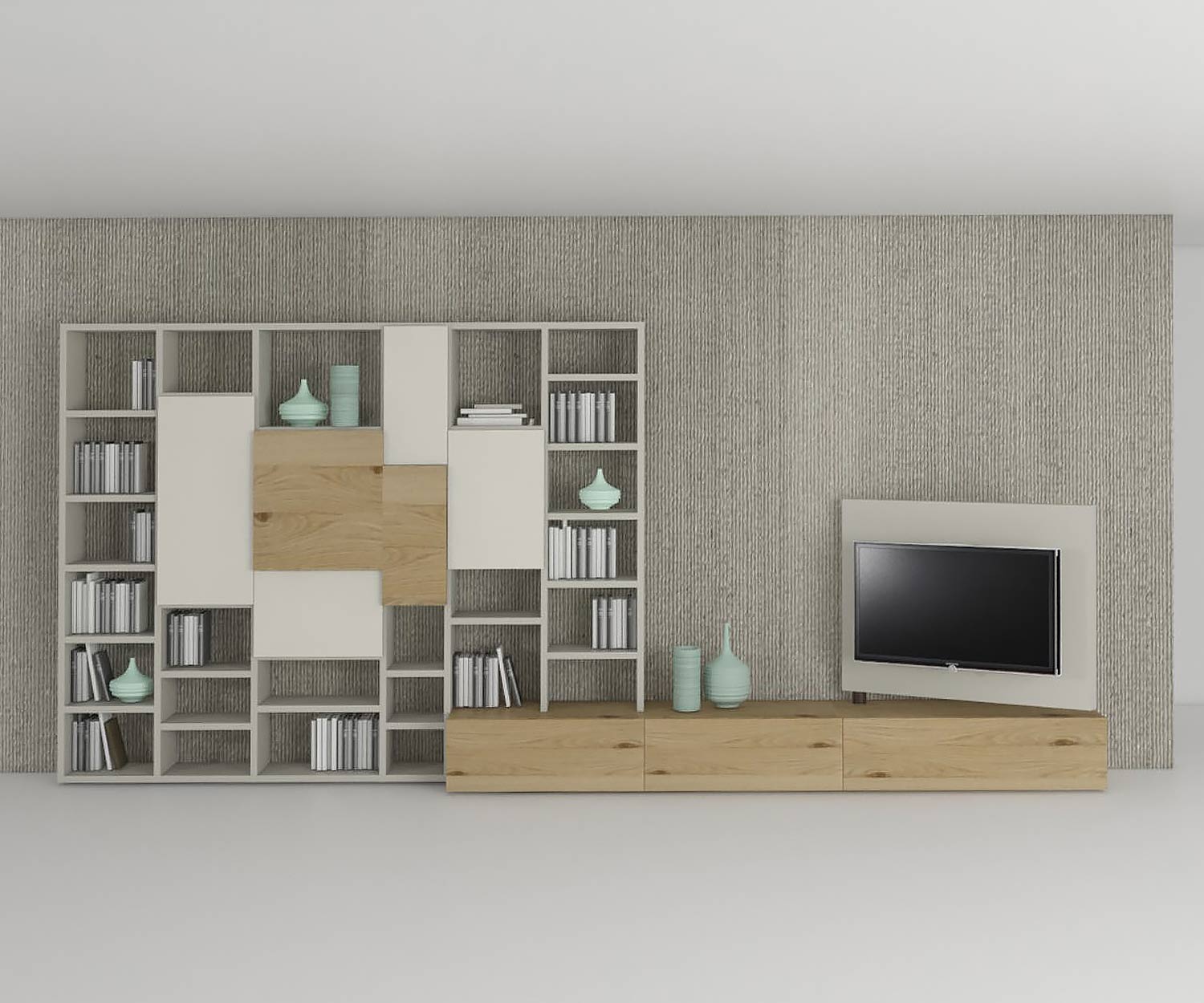 Livitalia Meuble TV design avec support TV pivotant