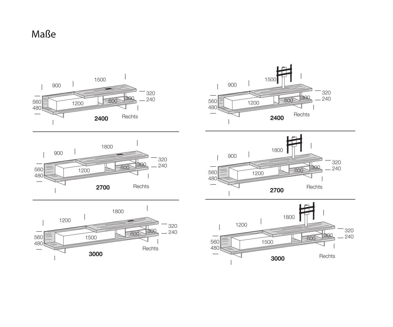 Livitalia Design Design Lowboard Open Dimensions Esquisse Dimensions