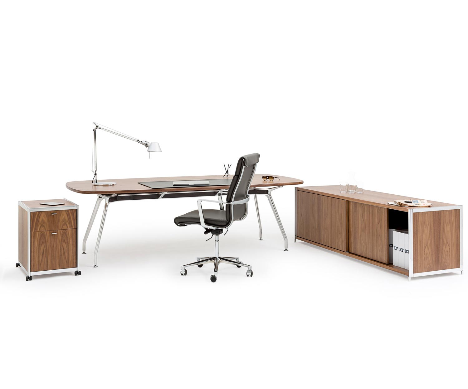 ICF Unitable Manager plateau de table en noyer table de bureau 200x100cm