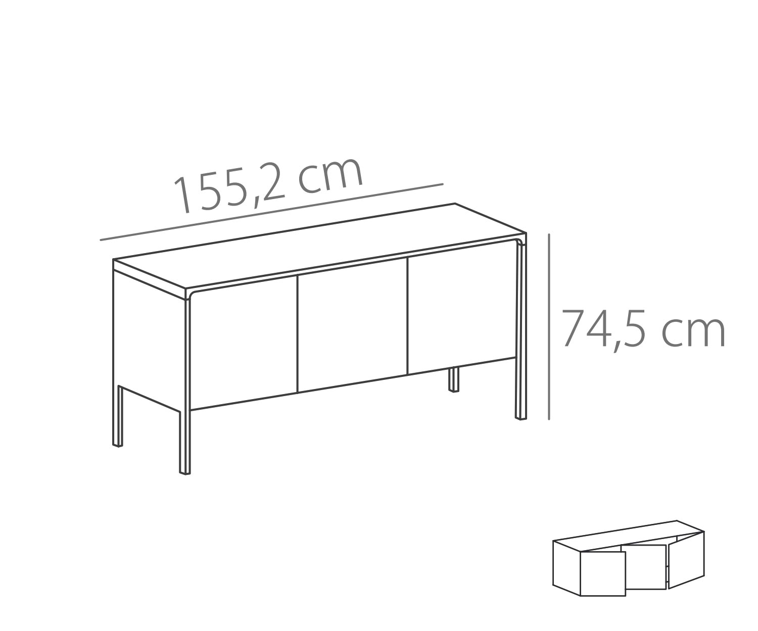 Punt Buffet Tactile Tactile Noyer Tactile B 155 3 portes Esquisse